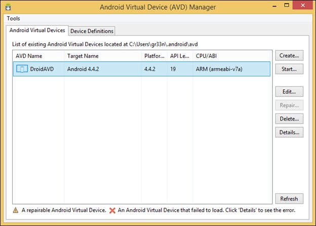 Android virtual divice